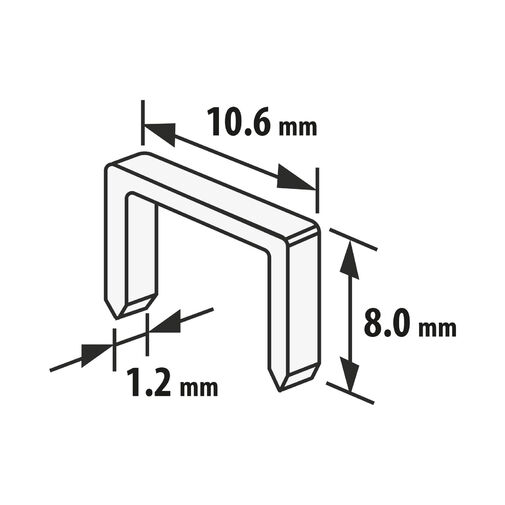 10443 • Tűzőkapocs - 1,2 x 10,6 x 8 mm - 1000 db