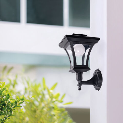 11404A • LED-es szolár lámpa - fali - 21 x 21 cm - 8 LED - fekete - melegfehér