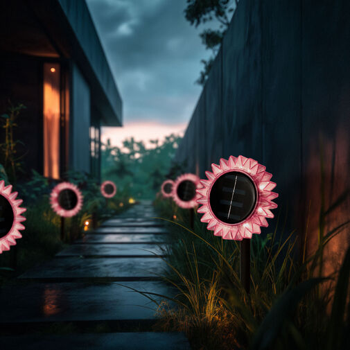 11761A • Szolár napraforgó - rózsaszín - leszúrható / felakasztható - 13 x 6,5 x 35 cm