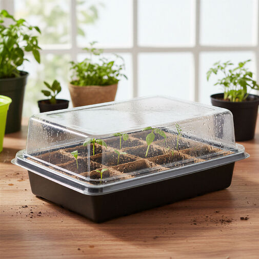 11990 • Palántanevelő tálca átlátszó kupolával - 20 x 15 x 10 cm