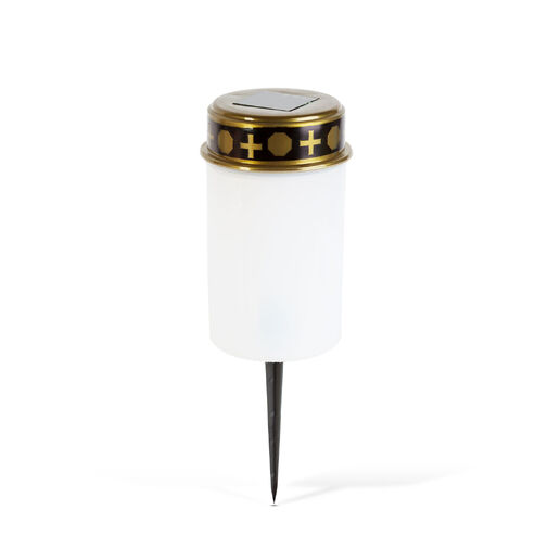 13001 • Leszúrható szolár mécses - pislákoló melegfehér LED - 7,3 x 20,5 cm - piros / fehér