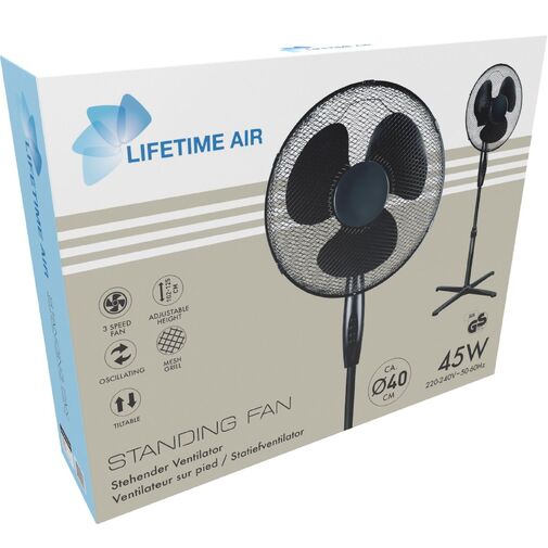 51102 • Állóventilátor - 40 cm - 45W - 3 sebesség - oszcilláló - fekete - 220-240V AC
