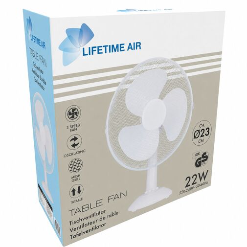51103 • Asztali ventilátor - 23 cm - 22 W - 2 sebesség - oszcilláló - fehér - 220-240V AC