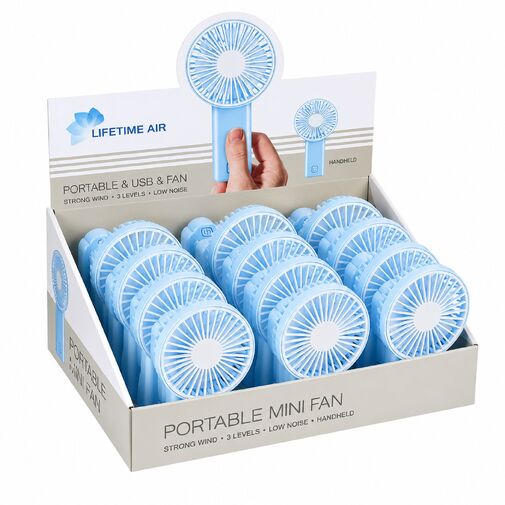 51106 • Kézi ventilátor - összehajtható - 2 x AA - 16 x 8,3 x 4,3 cm - kék/fehér
