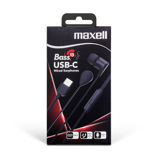 52048 • Maxell BASS13 vezetékes fülhallgató - fekete - USB-C (EB10)