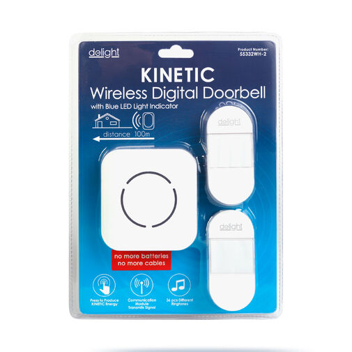 55332WH-2 • Digitális elem- és vezeték nélküli csengő - Kinetic - 2 kültéri - fehér - kék LED