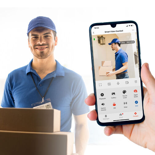 55386WH • Smart Wi-Fi-s videó kaputelefon szett - akkumulátoros - MicroSD, FHD, PIR - fehér