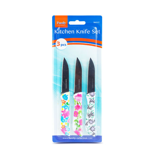 56317 • Konyhai kés készlet - 16 cm - virág mintás - 3 db / csomag