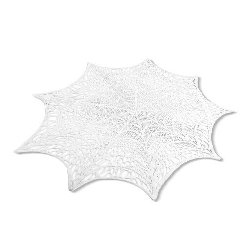 56576 • Halloween-i dekoráció - pókháló alátét - ezüst - Ø37 cm - műanyag