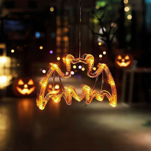 56588C • Halloween-i világító dekoráció - denevér - tapadókorongos - 12 LED - 20 x 18,5 cm - 3 x AAA