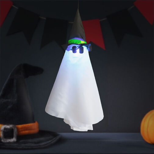 56596B • Halloween-i világító dekoráció - szellem - felakasztható - RGB LED - 70 x 50 cm