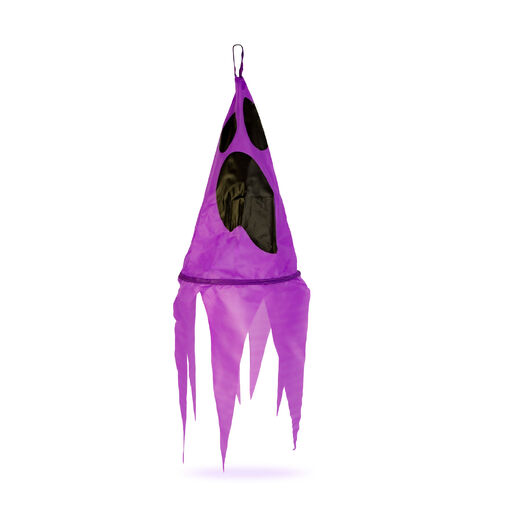 56598A • Halloween-i világító dekoráció - szellem - lila - 10 színes LED - akasztható - 2 x 2032 - 75x20 cm