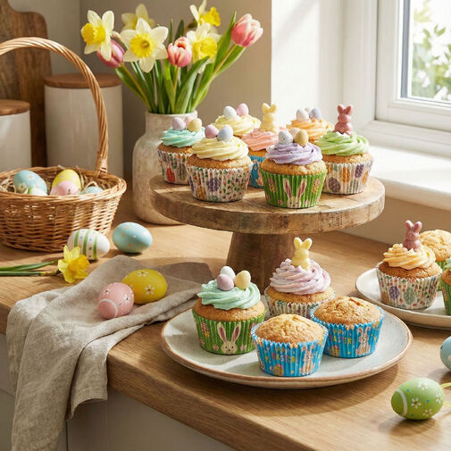 57170A • Muffin papír szett - húsvéti 100 db (25 x 4 szín) - 7 x 5 x 3,2 cm