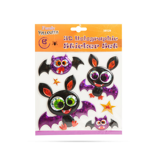 58129 • Halloween-i 3D matrica szett - holografikus denevéres - 6 db / csomag