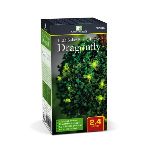 58220E • Szolár LED fényfüzér - szitakötő - 2,4 m - 25 LED - melegfehér