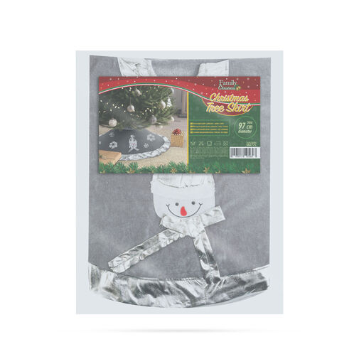 58277C • Karácsonyfa alá terítő - 97 cm - poliészter - szürke / ezüst