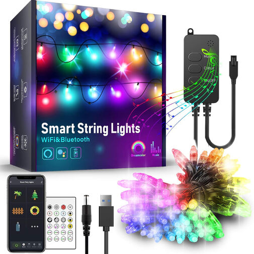 58380 • Smart fényfüzér - USB - 50 RGB LED - 5 m - Wi-Fi, Bluetooth