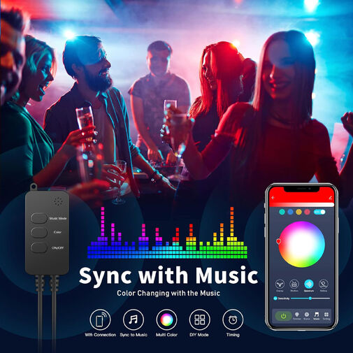 58380 • Smart fényfüzér - USB - 50 RGB LED - 5 m - Wi-Fi, Bluetooth