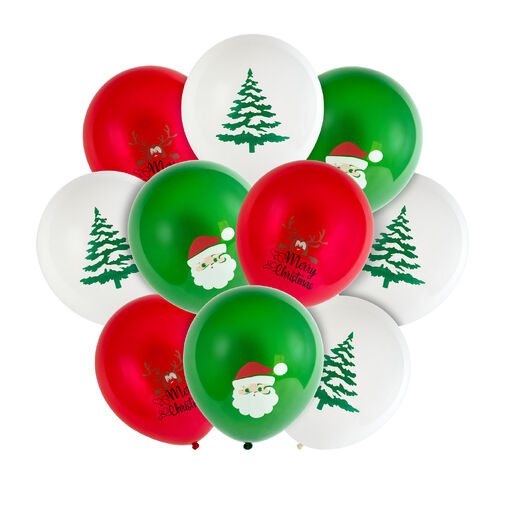 58754B • Lufi szett - piros, fehér, zöld, karácsonyi motívumokkal - 10 db / csomag