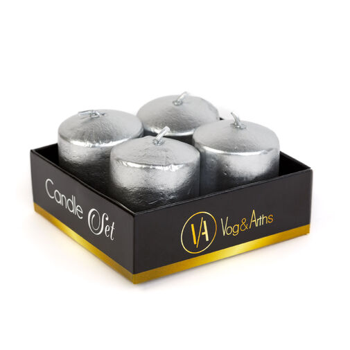 58813C • Gyertya szett - ezüst, illatmentes - 4 x 45 g