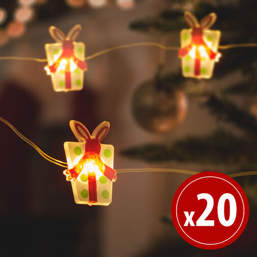 58928 • LED fényfüzér - ajándék - 2,2 m - 20 LED - melegfehér - 2 x AA