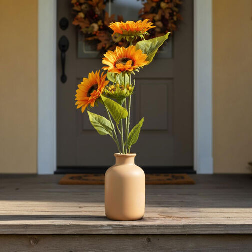 59003 • Őszi dekoráció - napraforgó - citromsárga - 3 fejjel - 90 cm