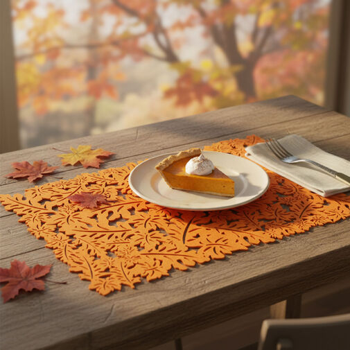 59011A • Őszi dekoráció - alátét - filc, narancssárga - 44,5 x 28,5 cm
