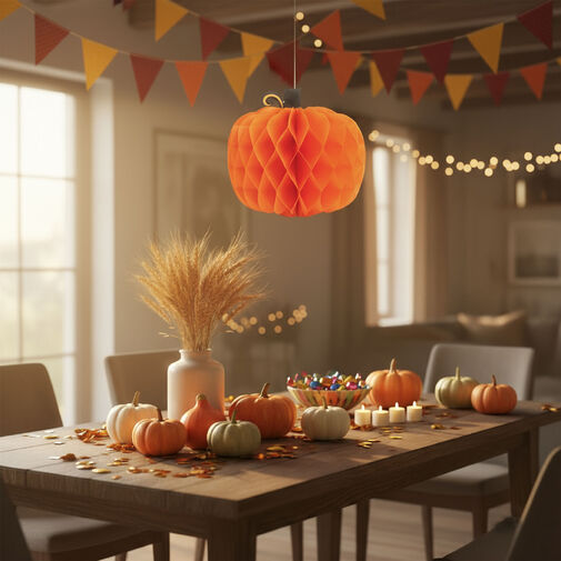59017 • Őszi dekoráció - lampion tök - papír - 30 cm