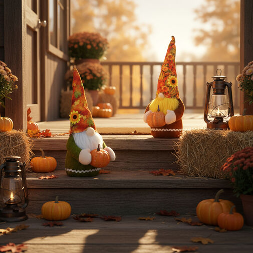 59032 • Őszi dekoráció - manó tökkel - 2 féle - 35 x 13 x 13 cm