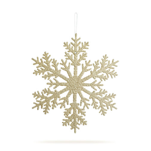 59704A • Karácsonyi dekoráció - jégkristály - glitteres arany - akasztható - 31 cm