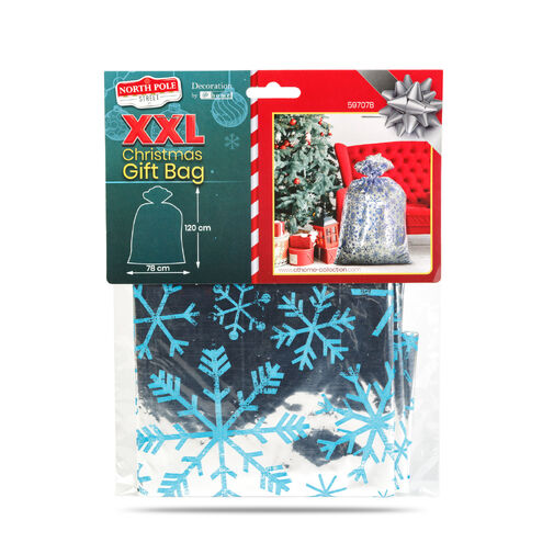 59707B • Karácsonyi ajándék tasak - extra nagy - fólia - jégkristály - 78 x 120 cm