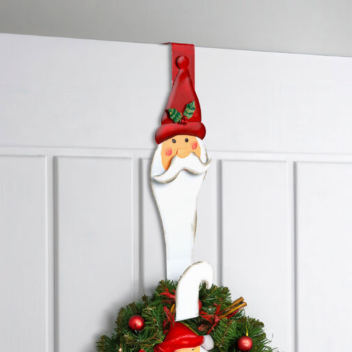 59708A • Karácsonyi kopogtató, ajtódísz tartó - fém - mikulás - 38 cm