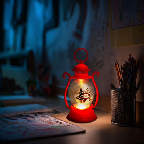 59719B • Karácsonyi dekoráció - lámpás - hóember - piros - 16,5 x 7 cm - 3 x LR44