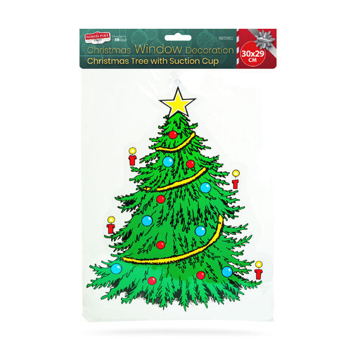 59736C • Karácsonyi ablakdekoráció - karácsonyfa - tapadókorongos - 30 x 29 cm