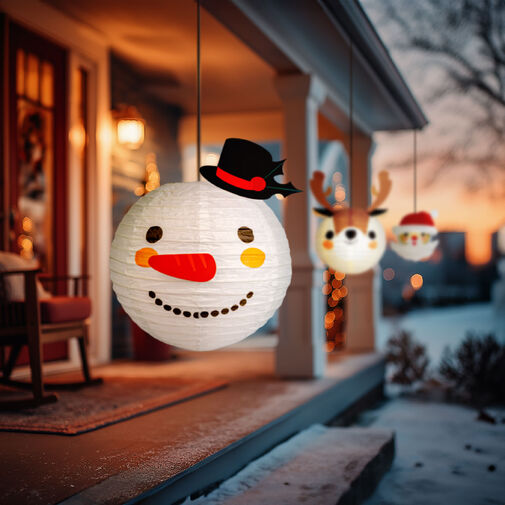 59739B • Karácsonyi lampion - hóember - papír - 30 cm