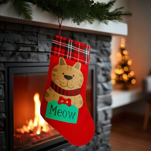 59756A • Karácsonyi mikuláscsizma - cica - piros - 42 x 24 cm