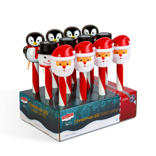 59760 • Karácsonyi szolár lámpa - LED - Mikulás, hóember, pingvin - 36,5 x 6 x 6 cm