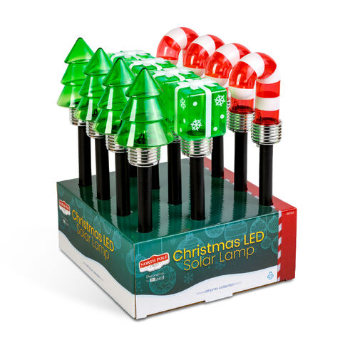 59761 • Karácsonyi szolár lámpa - LED - ajándék, fenyőfa, cukorbot - 37 x 7 x 7 cm