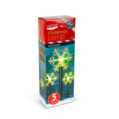 59764 • Karácsonyi lámpa - 5 LED - jégkristály - 34,5 cm - melegfehér - 3 X AA