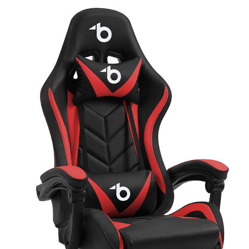 BMD1115RD • RGB LED-es gamer szék - karfával, párnával - fekete / piros