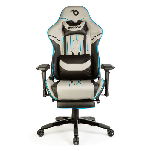 BMD1118A • Gamer szék párnával - szürke/fekete/kék - 84 x 52 / 48 x 50 cm