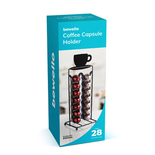 BW0998 • Fém kávékapszula tartó - 28 db Nespresso kapszulához - 125 x 115 x 340 mm - matt fekete