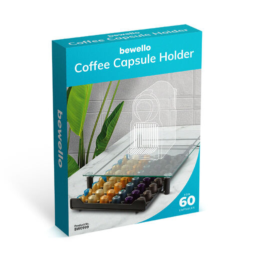 BW0999 • Fém kávékapszula tartó - 60 db Nespresso kapszulához - 410 x 260 x 60 mm - matt fekete