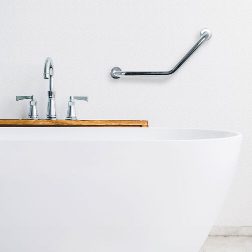 BW3035A • Fürdőszobai kapaszkodó - 45°-ban hajlított - rozsdamentes acél - krómozott - 25 + 25 cm