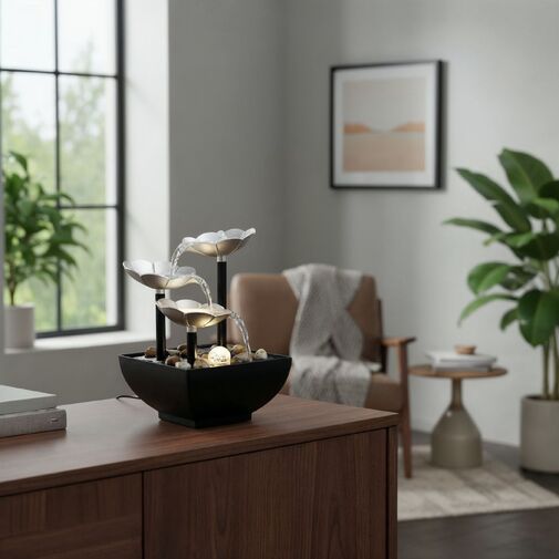 DA01215 • Műanyag beltéri szökőkút - virágok - 15 x 15 x 20 cm