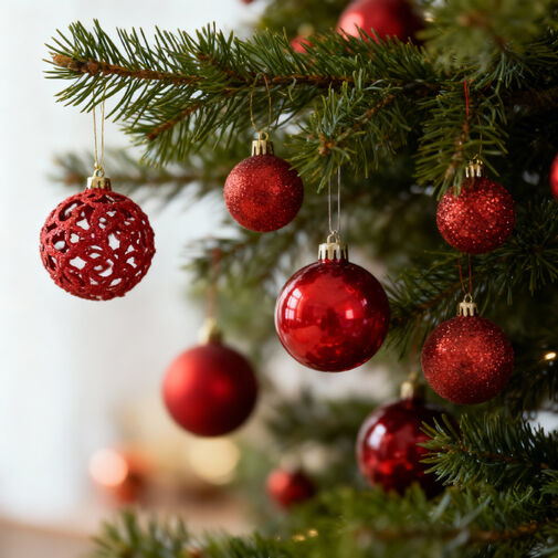 EDO-3084 • Karácsonyfadísz szett - 100 db gömb + csúcsdísz - piros