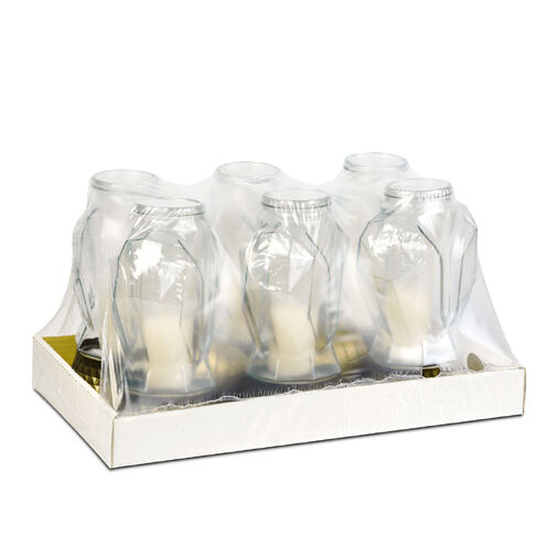 TW1021 • Üveg mécses - műanyag kupakkal, üveg szín: fehér, kupak szín: fekete - arany antik - 31 cm